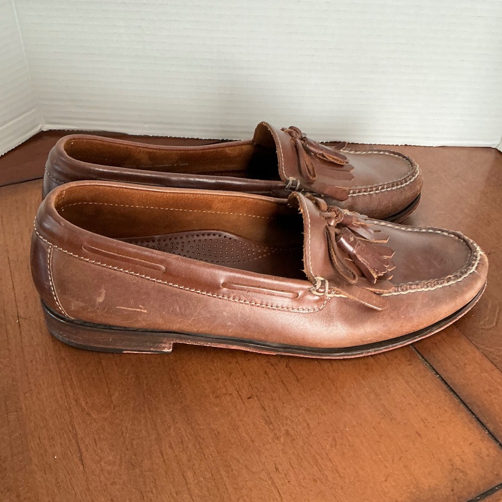 Cole Haan Mens Brown Leather Pinch Tassel Kiltie Loafers Size 11.5 D